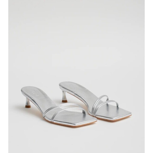 Tibi Jim Nappa Silver Sandal Size 40 US 9.5 - Picture 1 of 11